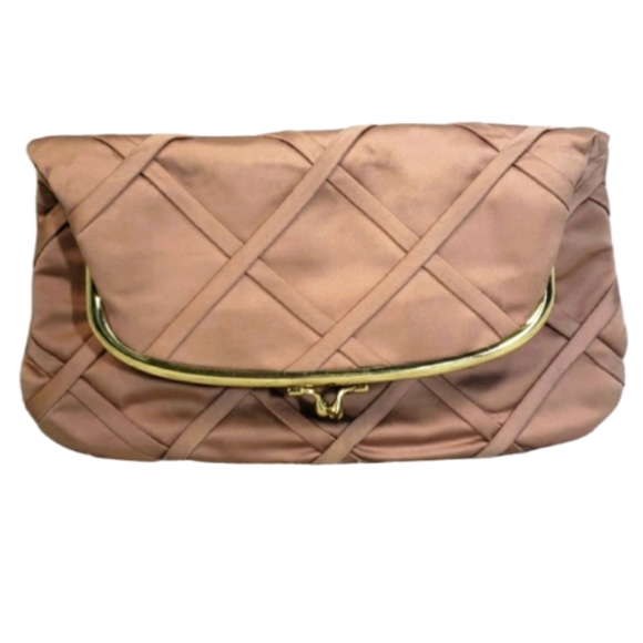 JR Creamy Satin Fold Over Purse Crossed Ribbons & Small Wallet Made in The USA. - Picture 4 of 16
